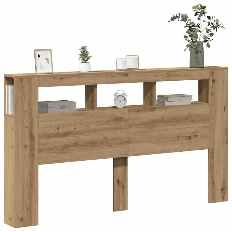 vidaXL kézműves tölgyszínű szerelt fa LED-es fejtámla 180x18,5x103,5cm