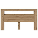 vidaXL kézműves tölgyszínű szerelt fa LED-es fejtámla 180x18,5x103,5cm