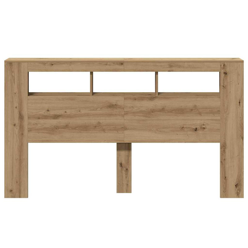 vidaXL kézműves tölgyszínű szerelt fa LED-es fejtámla 180x18,5x103,5cm