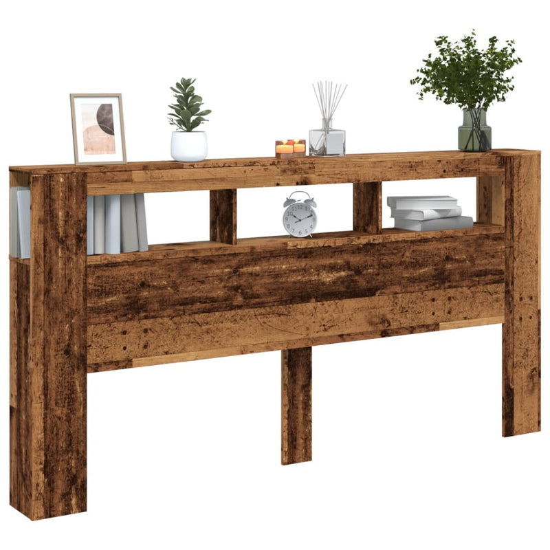 vidaXL antik fa színű szerelt fa LED-es fejtámla 200x18,5x103,5 cm