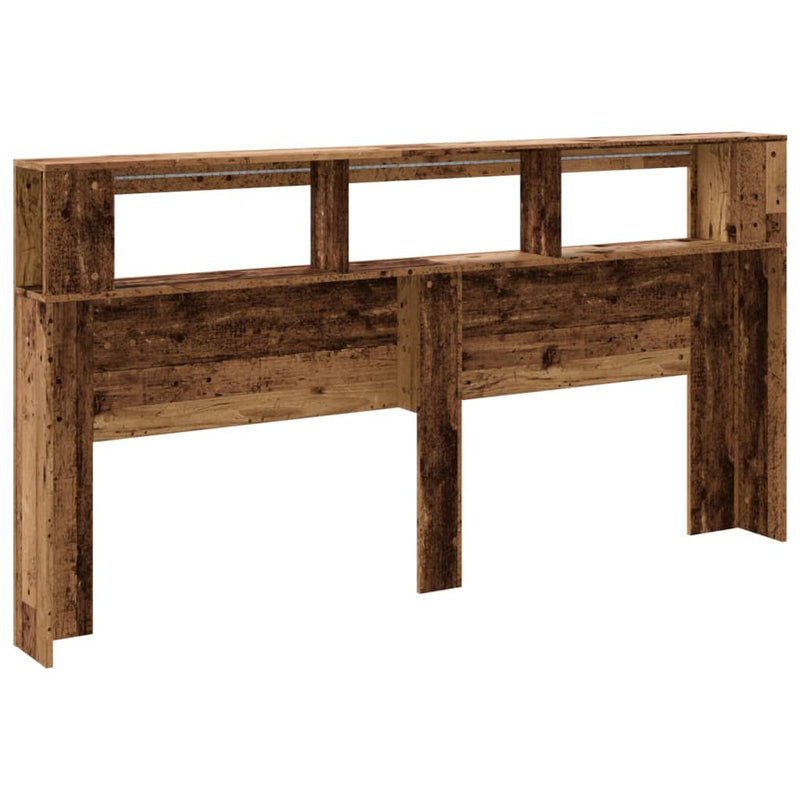 vidaXL antik fa színű szerelt fa LED-es fejtámla 200x18,5x103,5 cm