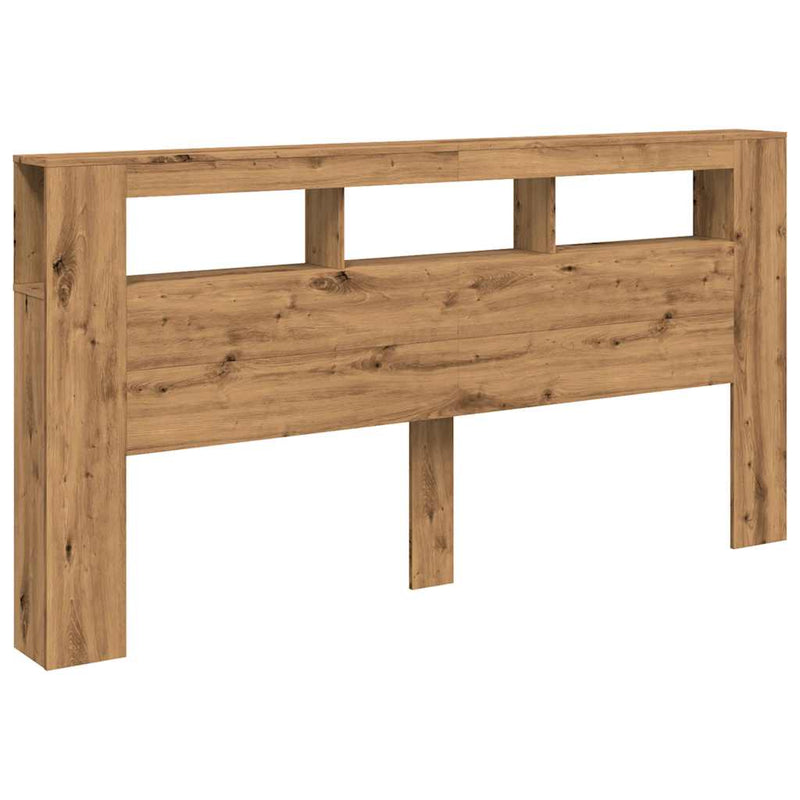 vidaXL kézműves tölgyszínű szerelt fa LED-es fejtámla 200x18,5x103,5cm