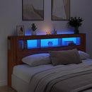 vidaXL kézműves tölgyszínű szerelt fa LED-es fejtámla 200x18,5x103,5cm