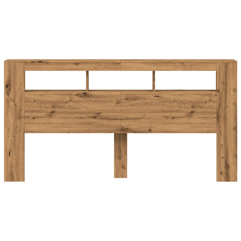 vidaXL kézműves tölgyszínű szerelt fa LED-es fejtámla 200x18,5x103,5cm