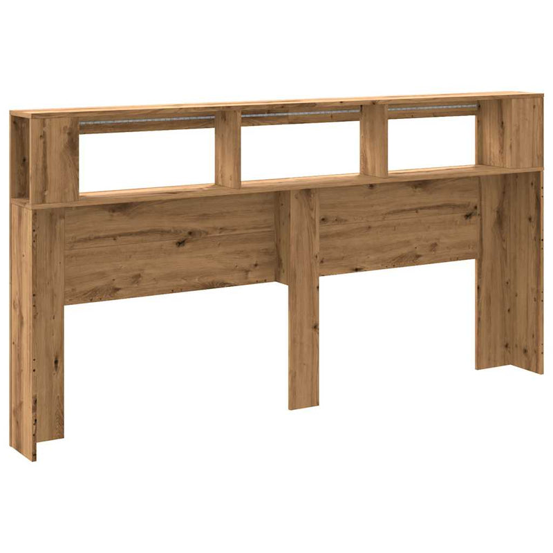 vidaXL kézműves tölgyszínű szerelt fa LED-es fejtámla 200x18,5x103,5cm