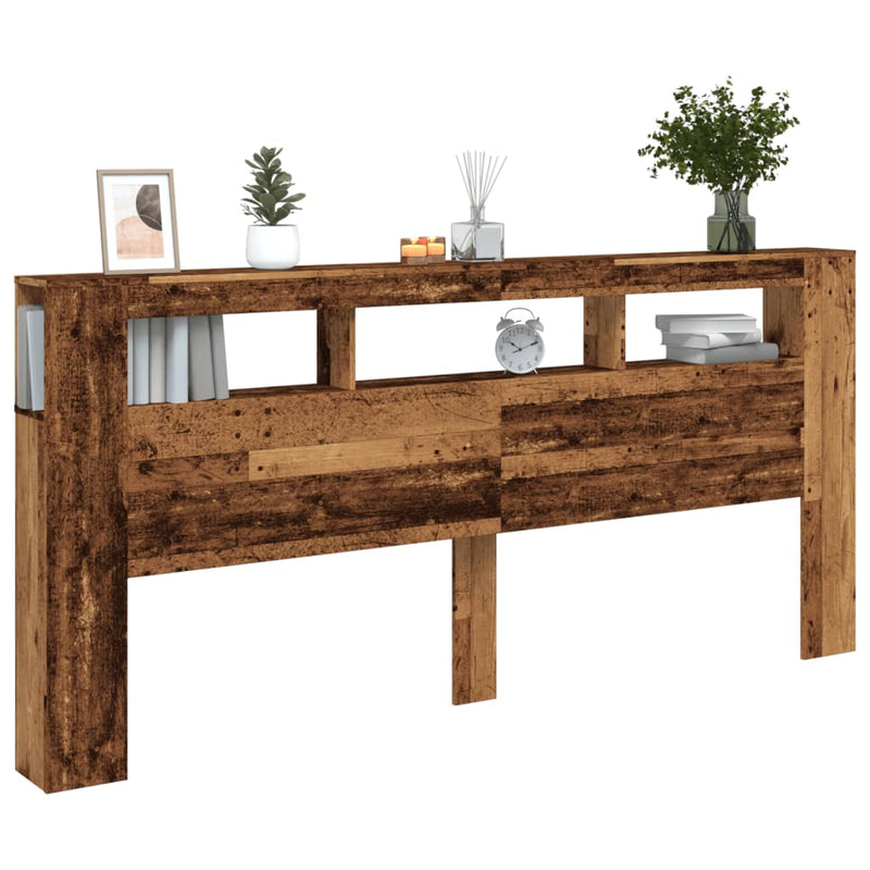 vidaXL antik fa színű szerelt fa LED-es fejtámla 220x18,5x103,5 cm