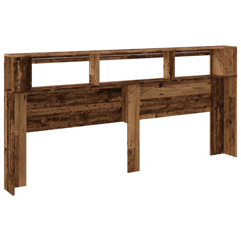 vidaXL antik fa színű szerelt fa LED-es fejtámla 220x18,5x103,5 cm