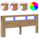 vidaXL kézműves tölgyszínű szerelt fa LED-es fejtámla 220x18,5x103,5cm