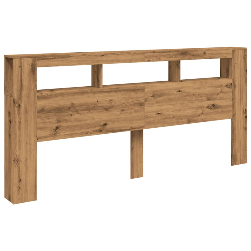 vidaXL kézműves tölgyszínű szerelt fa LED-es fejtámla 220x18,5x103,5cm