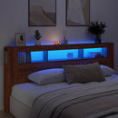 vidaXL kézműves tölgyszínű szerelt fa LED-es fejtámla 220x18,5x103,5cm