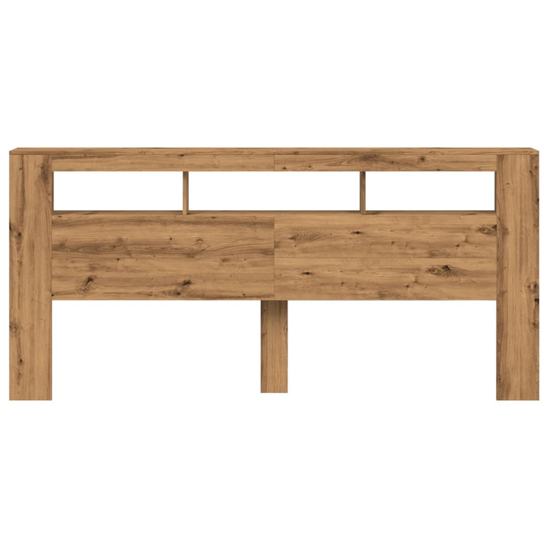 vidaXL kézműves tölgyszínű szerelt fa LED-es fejtámla 220x18,5x103,5cm
