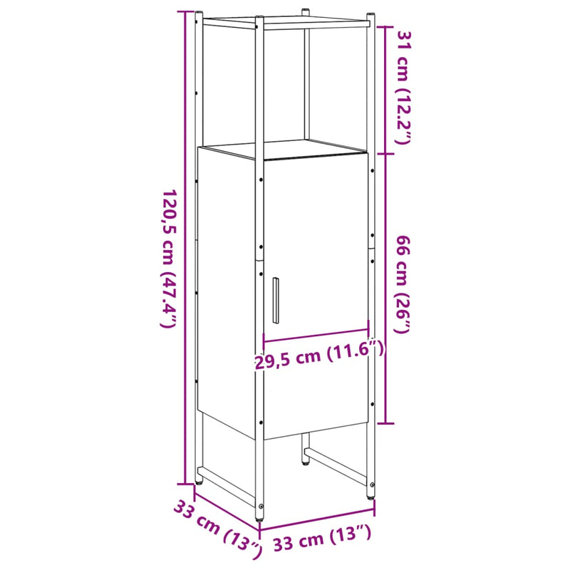 vidaXL antik fa színű szerelt fa fürdőszobaszekrény 33 x 33 x 120,5 cm