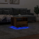 vidaXL antik fa színű dohányzóasztal LED-lámpákkal 50 x 49 x 40 cm