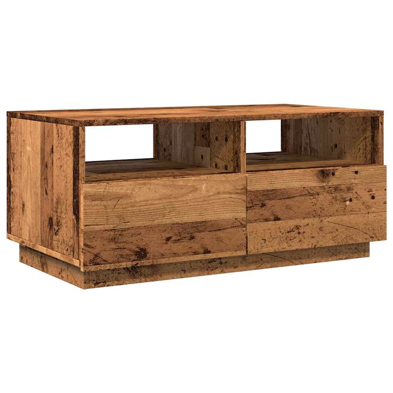 vidaXL antik fa színű dohányzóasztal LED-lámpákkal 90 x 49 x 40 cm