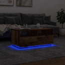 vidaXL antik fa színű dohányzóasztal LED-lámpákkal 90 x 49 x 40 cm