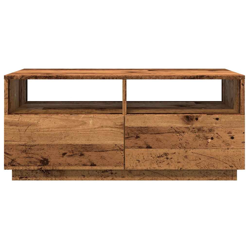 vidaXL antik fa színű dohányzóasztal LED-lámpákkal 90 x 49 x 40 cm