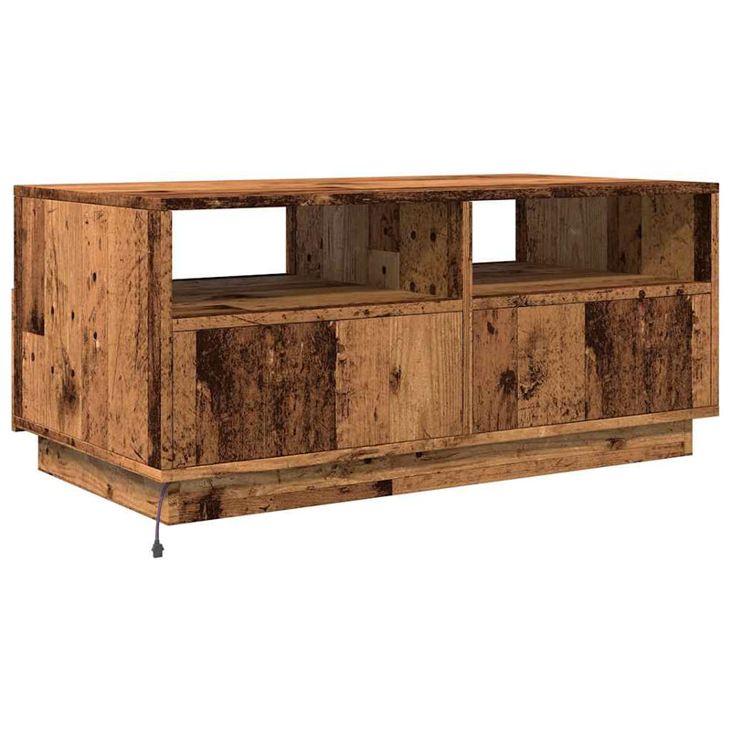 vidaXL antik fa színű dohányzóasztal LED-lámpákkal 90 x 49 x 40 cm