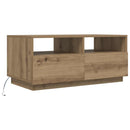 vidaXL kézműves tölgyszínű dohányzóasztal LED-lámpákkal 90x49x40 cm