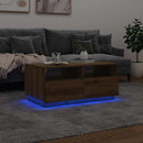 vidaXL kézműves tölgyszínű dohányzóasztal LED-lámpákkal 90x49x40 cm