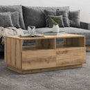 vidaXL kézműves tölgyszínű dohányzóasztal LED-lámpákkal 90x49x40 cm