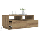 vidaXL kézműves tölgyszínű dohányzóasztal LED-lámpákkal 90x49x40 cm