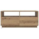 vidaXL kézműves tölgyszínű dohányzóasztal LED-lámpákkal 90x49x40 cm