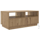 vidaXL kézműves tölgyszínű dohányzóasztal LED-lámpákkal 90x49x40 cm