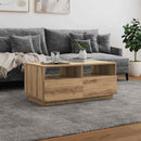 vidaXL kézműves tölgyszínű dohányzóasztal LED-lámpákkal 90x49x40 cm