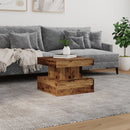 vidaXL antik fa színű dohányzóasztal LED-lámpákkal 50 x 50 x 40 cm