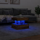 vidaXL antik fa színű dohányzóasztal LED-lámpákkal 50 x 50 x 40 cm