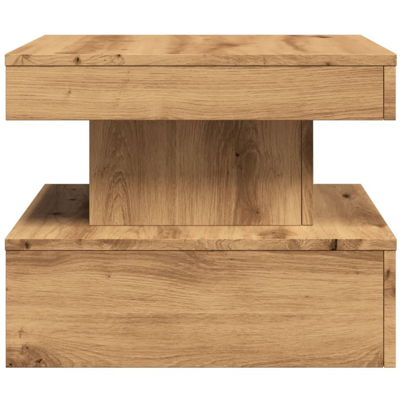 vidaXL kézműves tölgy színű dohányzóasztal LED-lámpákkal 50x50x40cm