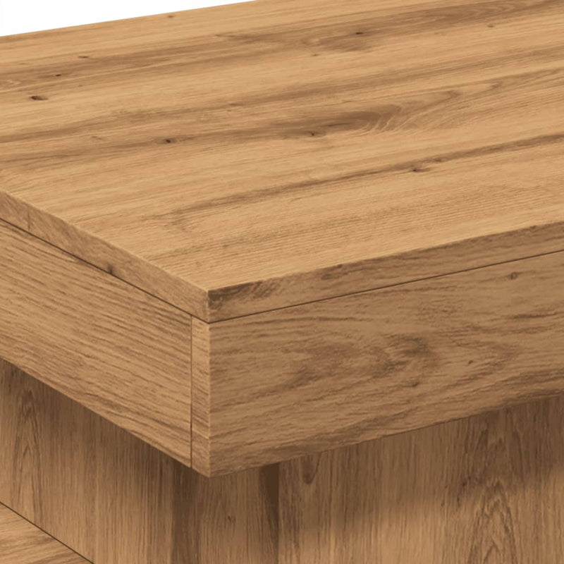 vidaXL kézműves tölgy színű dohányzóasztal LED-lámpákkal 50x50x40cm