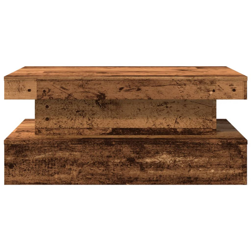 vidaXL antik fa színű dohányzóasztal LED-lámpákkal 90x50x40 cm