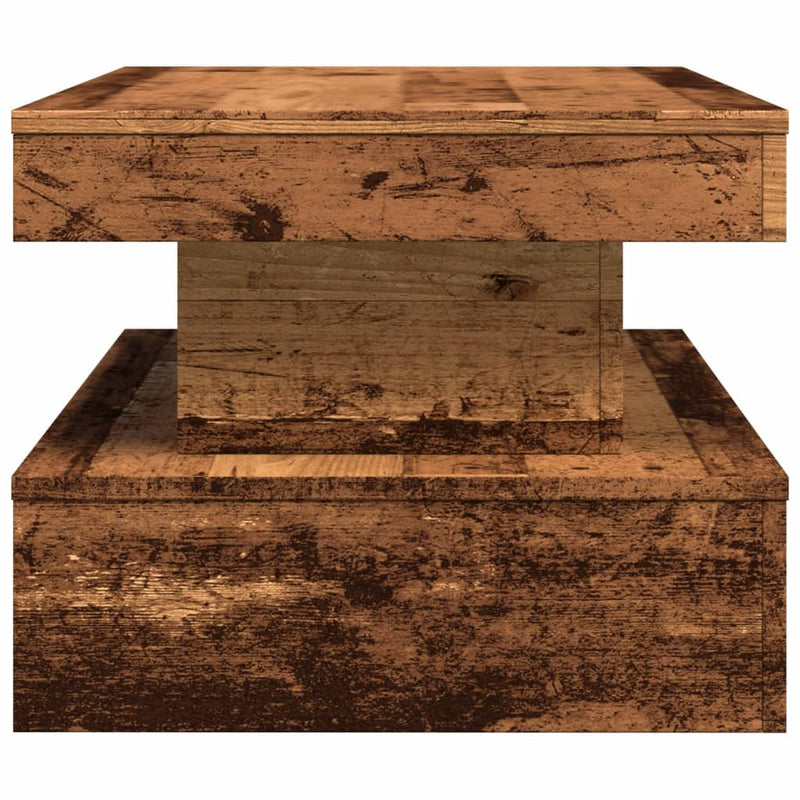 vidaXL antik fa színű dohányzóasztal LED-lámpákkal 90x50x40 cm