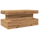 vidaXL kézműves tölgy színű dohányzóasztal LED-lámpákkal 90x50x40 cm