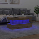 vidaXL kézműves tölgy színű dohányzóasztal LED-lámpákkal 90x50x40 cm