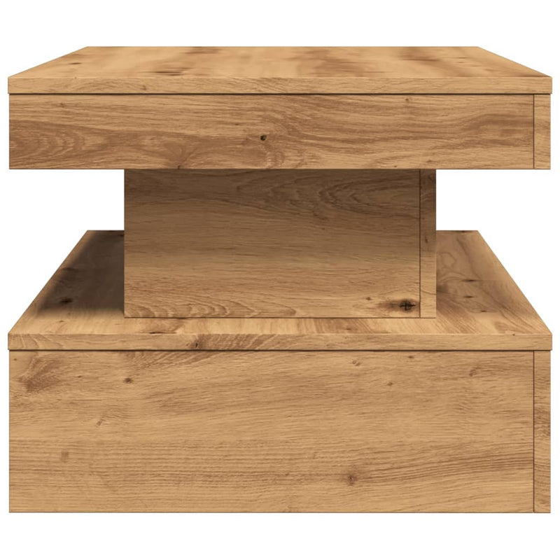 vidaXL kézműves tölgy színű dohányzóasztal LED-lámpákkal 90x50x40 cm