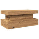 vidaXL kézműves tölgy színű dohányzóasztal LED-lámpákkal 90x50x40 cm