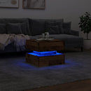 vidaXL antik fa színű dohányzóasztal LED-lámpákkal 50 x 50 x 40 cm