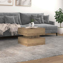 vidaXL kézműves tölgy színű dohányzóasztal LED-lámpákkal 50x50x40cm