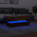 vidaXL antik fa színű dohányzóasztal LED-lámpákkal 90x50x40 cm