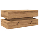 vidaXL kézműves tölgy színű dohányzóasztal LED-lámpákkal 90x50x40 cm