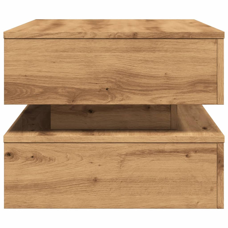 vidaXL kézműves tölgy színű dohányzóasztal LED-lámpákkal 90x50x40 cm