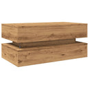 vidaXL kézműves tölgy színű dohányzóasztal LED-lámpákkal 90x50x40 cm