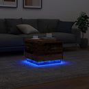 vidaXL antik fa színű dohányzóasztal LED-lámpákkal 50 x 50 x 40 cm