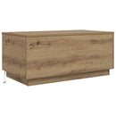 vidaXL kézműves tölgy színű dohányzóasztal LED-lámpákkal 90x50x40 cm
