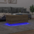 vidaXL kézműves tölgy színű dohányzóasztal LED-lámpákkal 90x50x40 cm