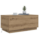 vidaXL kézműves tölgy színű dohányzóasztal LED-lámpákkal 90x50x40 cm