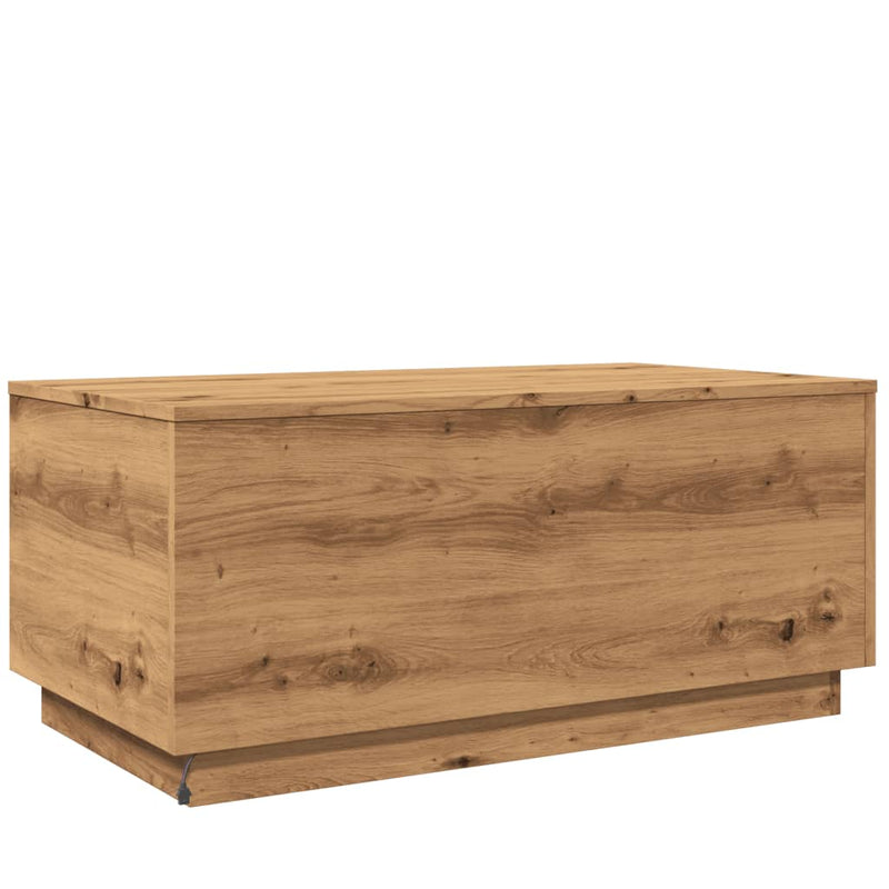 vidaXL kézműves tölgy színű dohányzóasztal LED-lámpákkal 90x50x40 cm