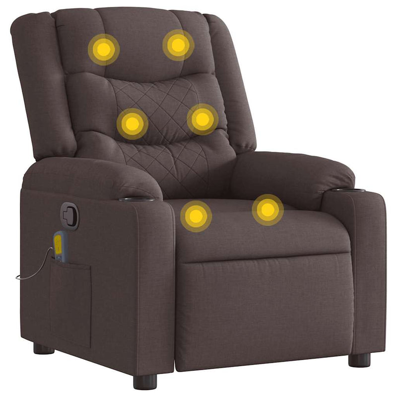 vidaXL sötétbarna szövet dönthető masszázsfotel